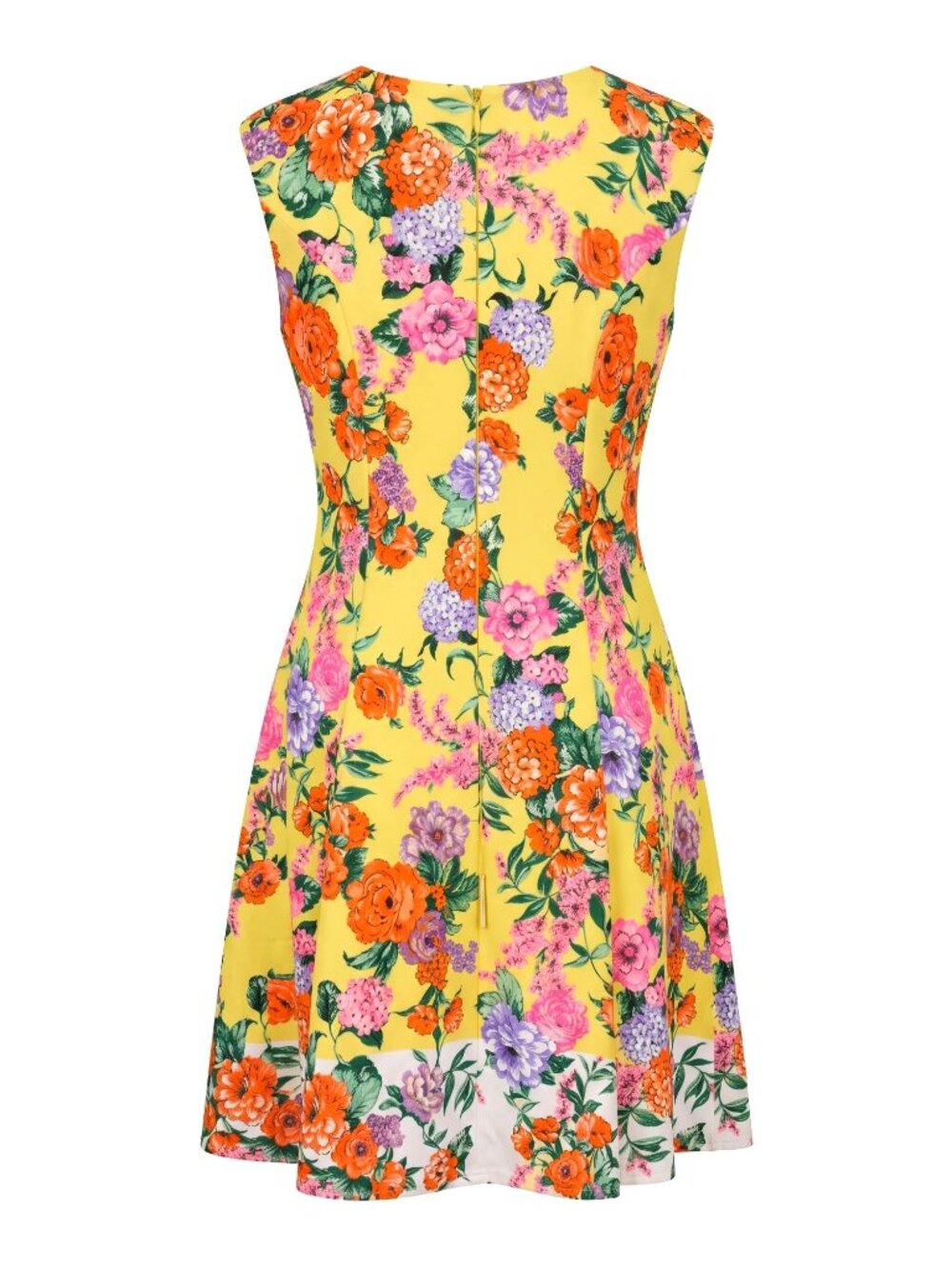 London Times Womens Size 24W Yellow Floral Fit Flare Midi Dress Sleeveless NWT - Picture 3 of 7